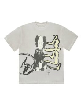 Camiseta Travis Scott Cactus Jack + Kaws For Fragment Aged Yellow